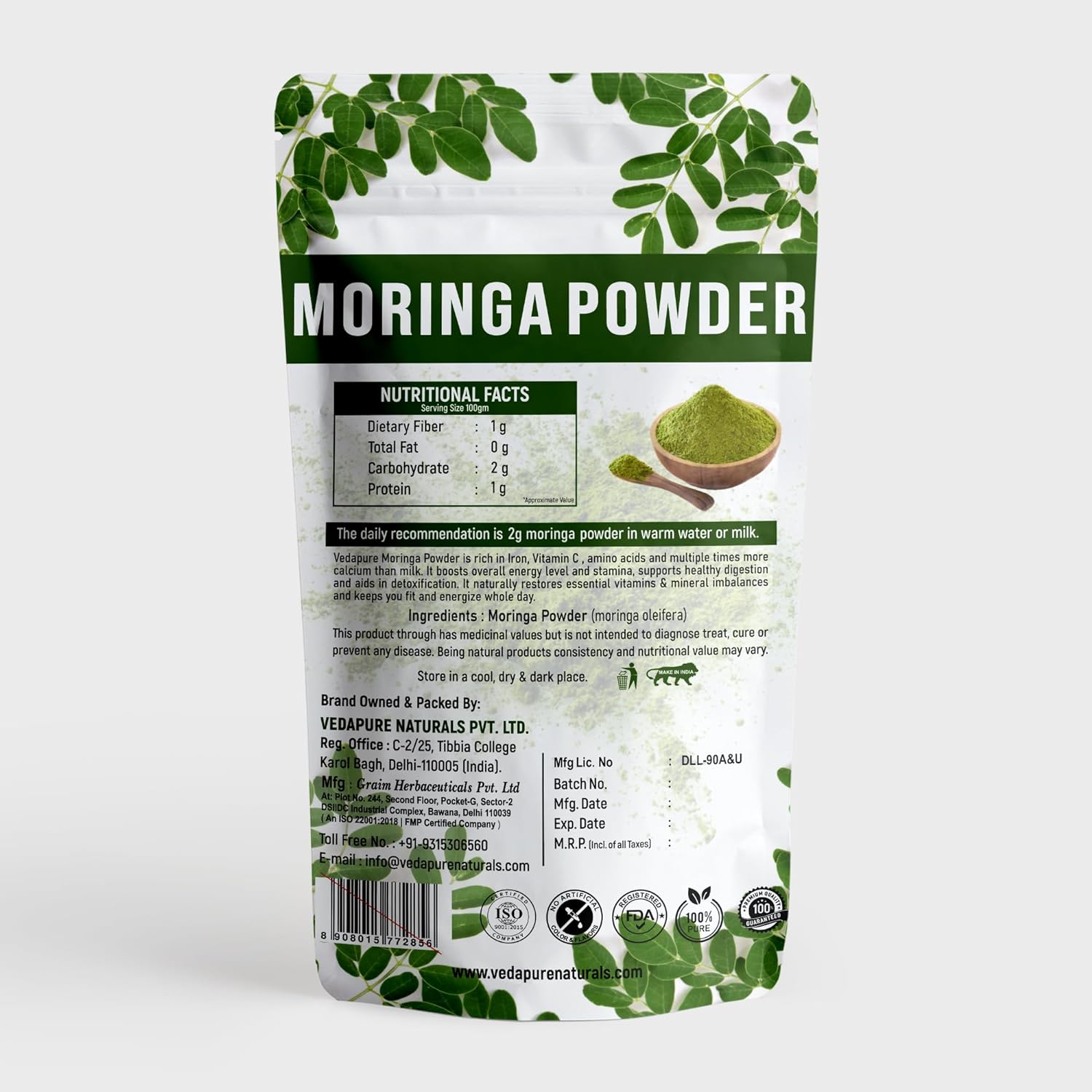 مسحوق المورينغا من فيدابور 100 جرام