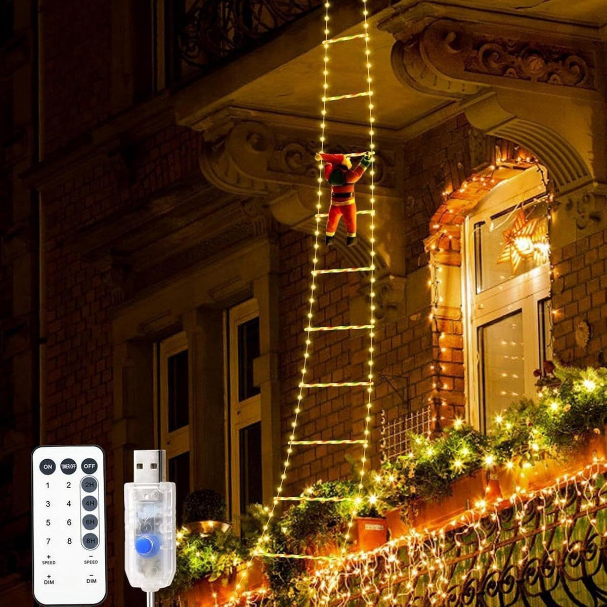 LED Christmas Lights Outdoor Christmas Decorations Ladder Lights