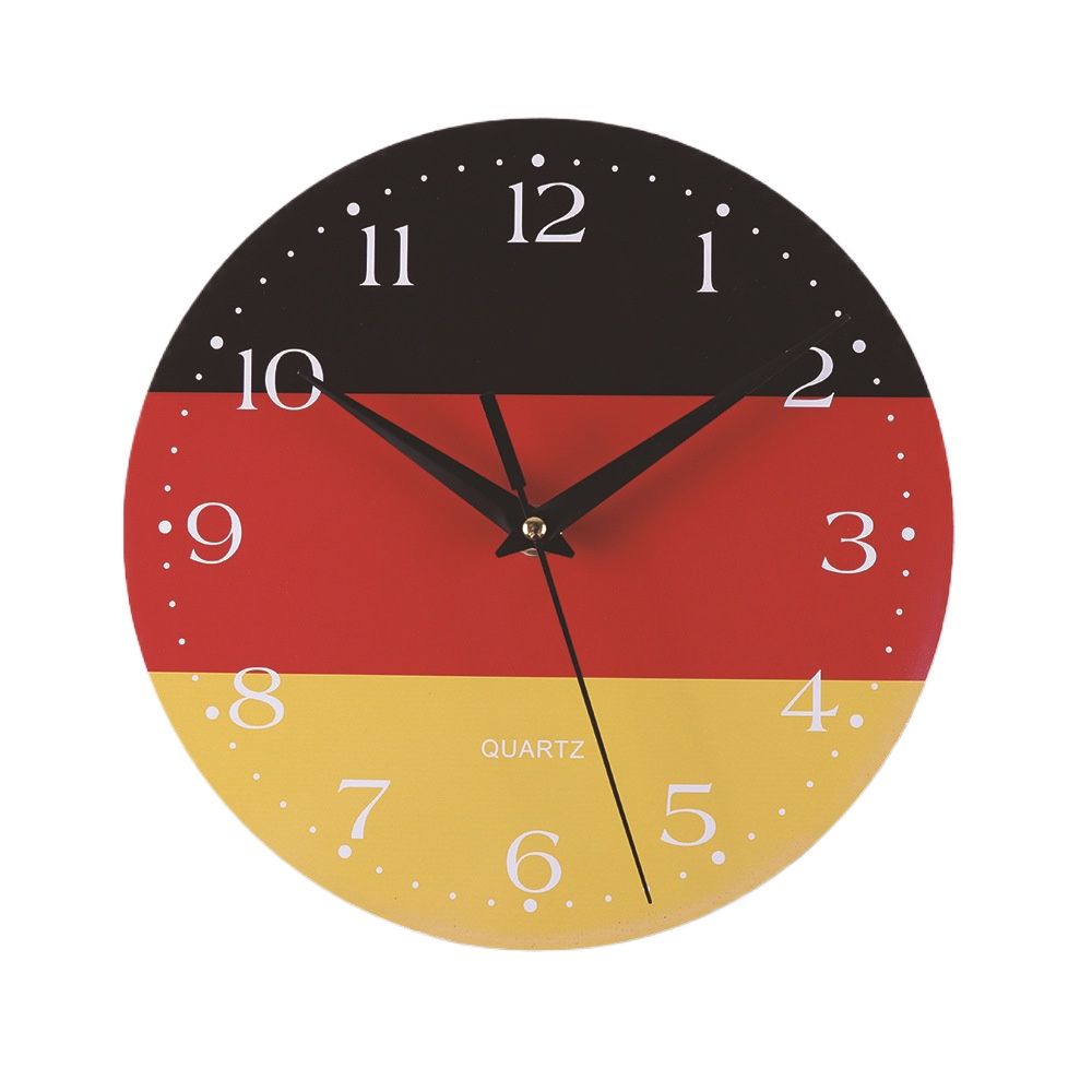8 Inch Germany Flag Wooden Wall Clock Silent Round Soccer World Cup Home Decor
