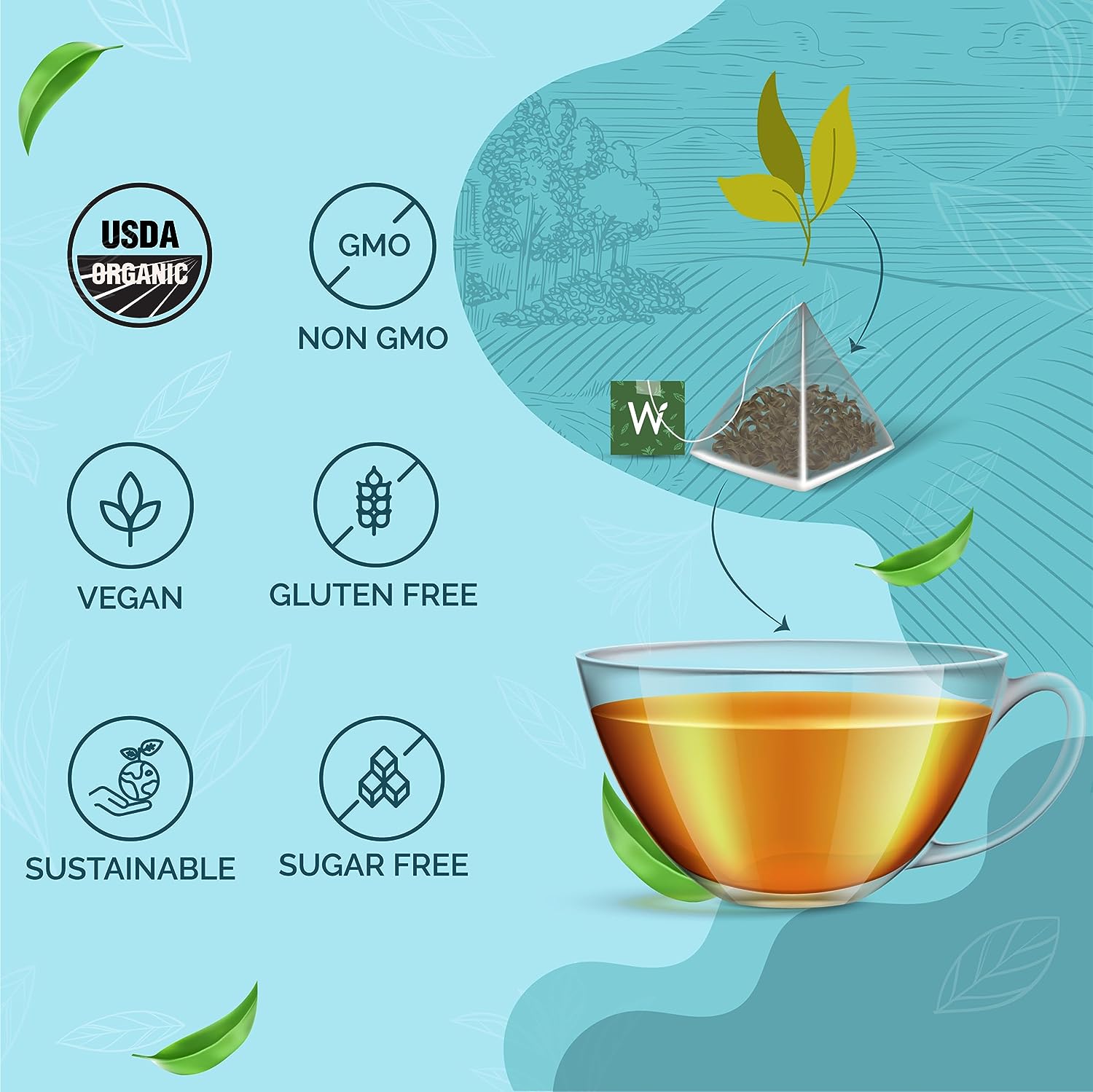 Wellbeing Nutrition Digest Green Tea (20 Pyramid Tea Bags)