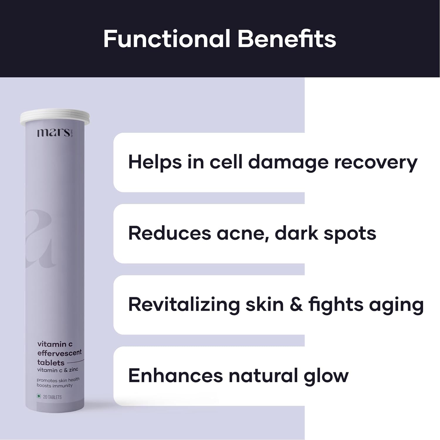 أقراص GHC Mars الفوارة بالفيتامين C، 20 قرصًا