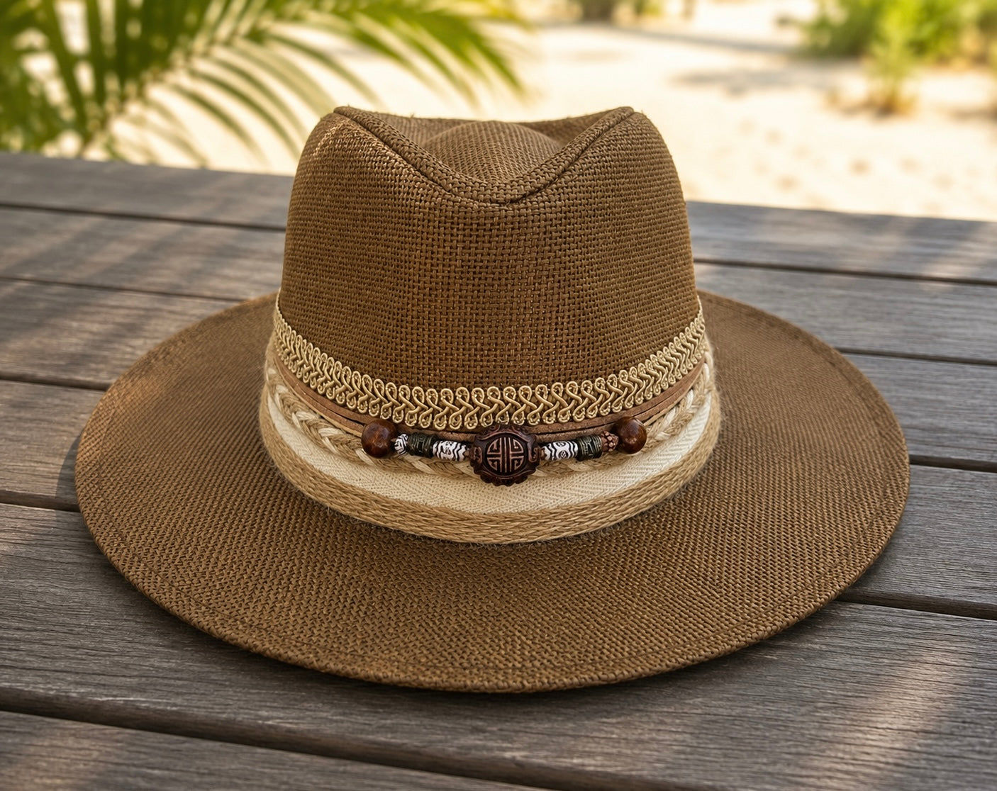 By Rita Raphael Brown Boho Straw Hat