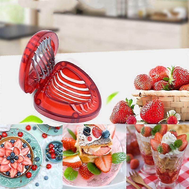 2pcs Stainless Steel Strawberry Slicers With 7 Blade Fruit Cutter