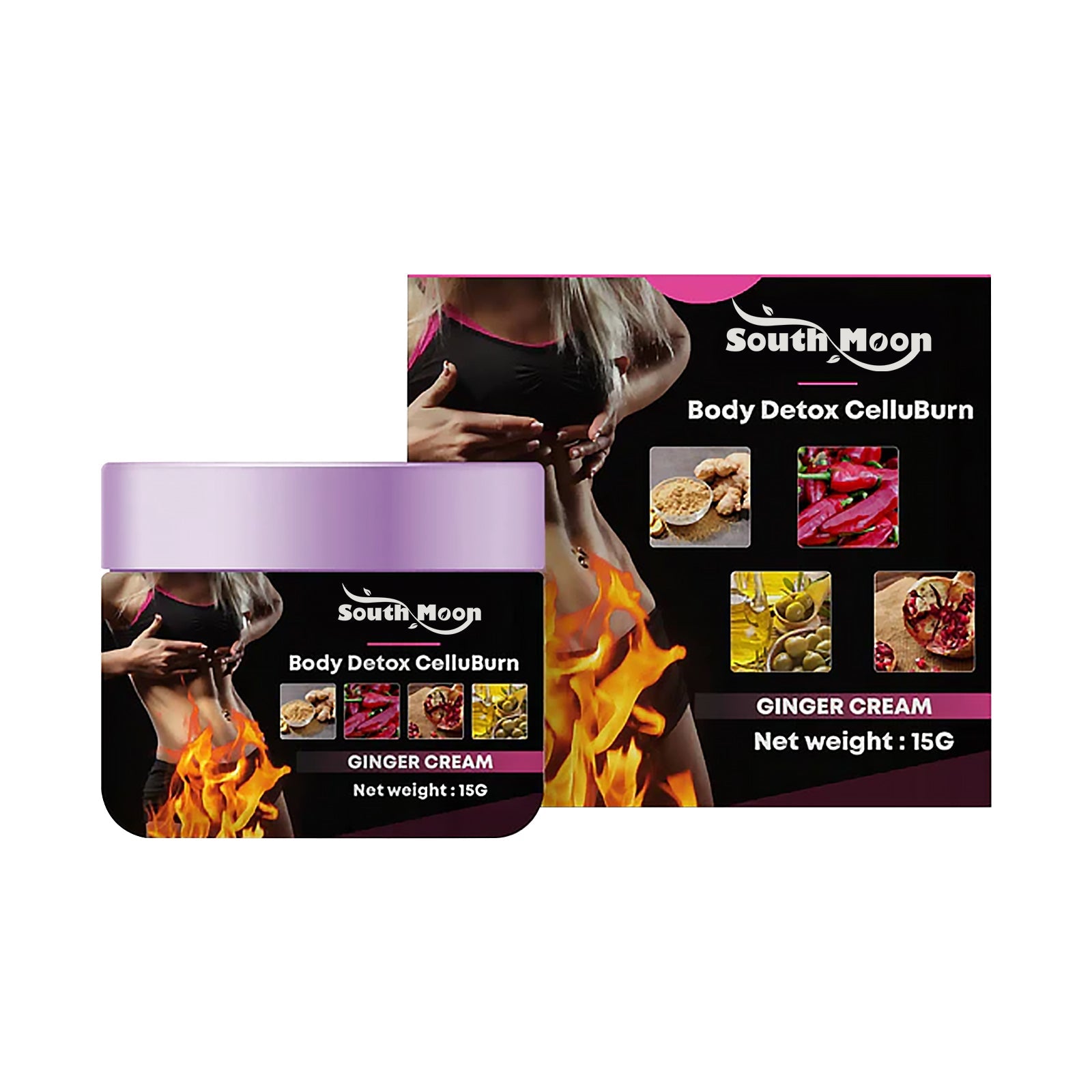 Body Detox Ginger Slimming Heat Cream, Cellulite Reduction, Body Toning ,15g