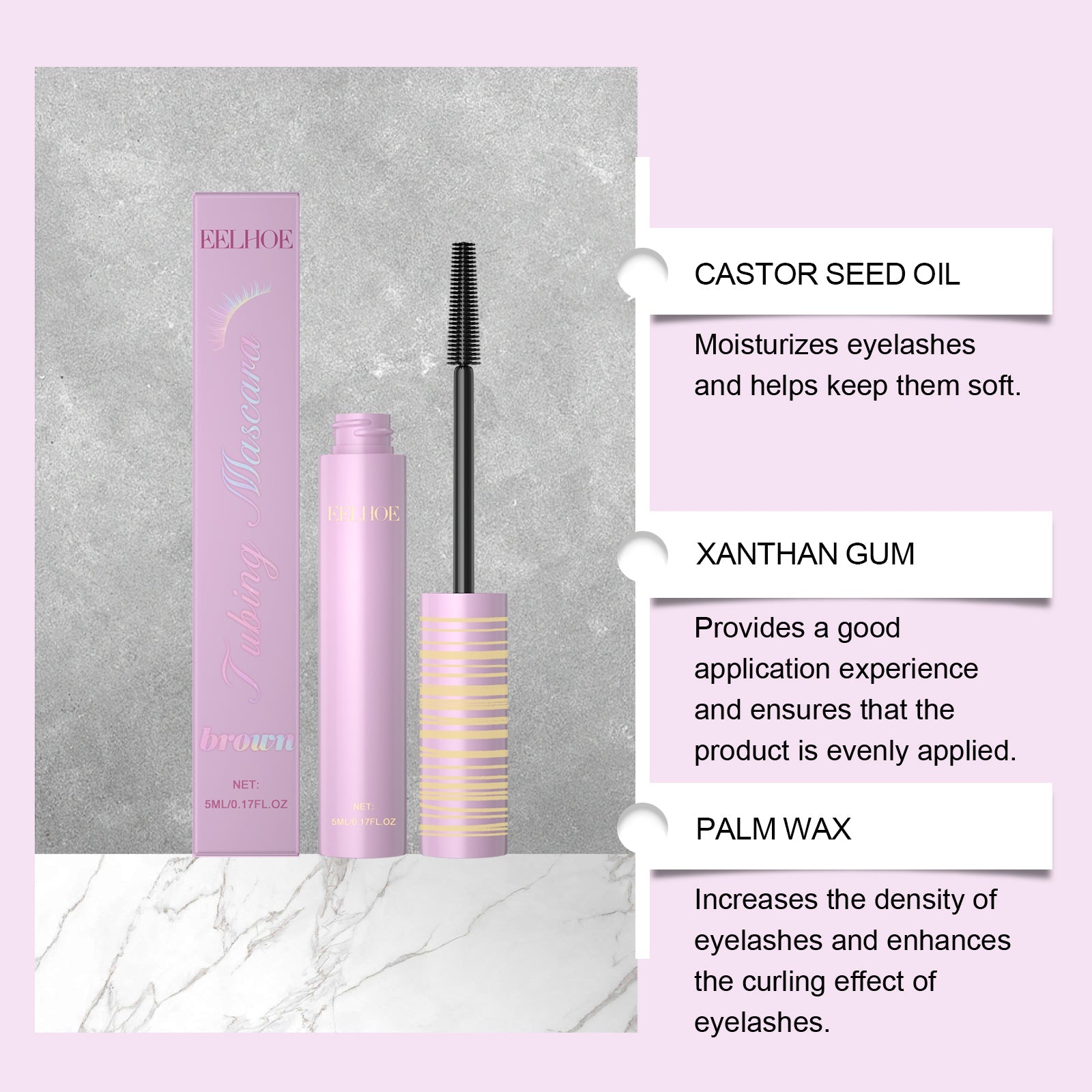 Brown Eye Makeup Mascara, Natural, Long-Lasting, Curl Enhancing, Smudge-Proof ,5ml