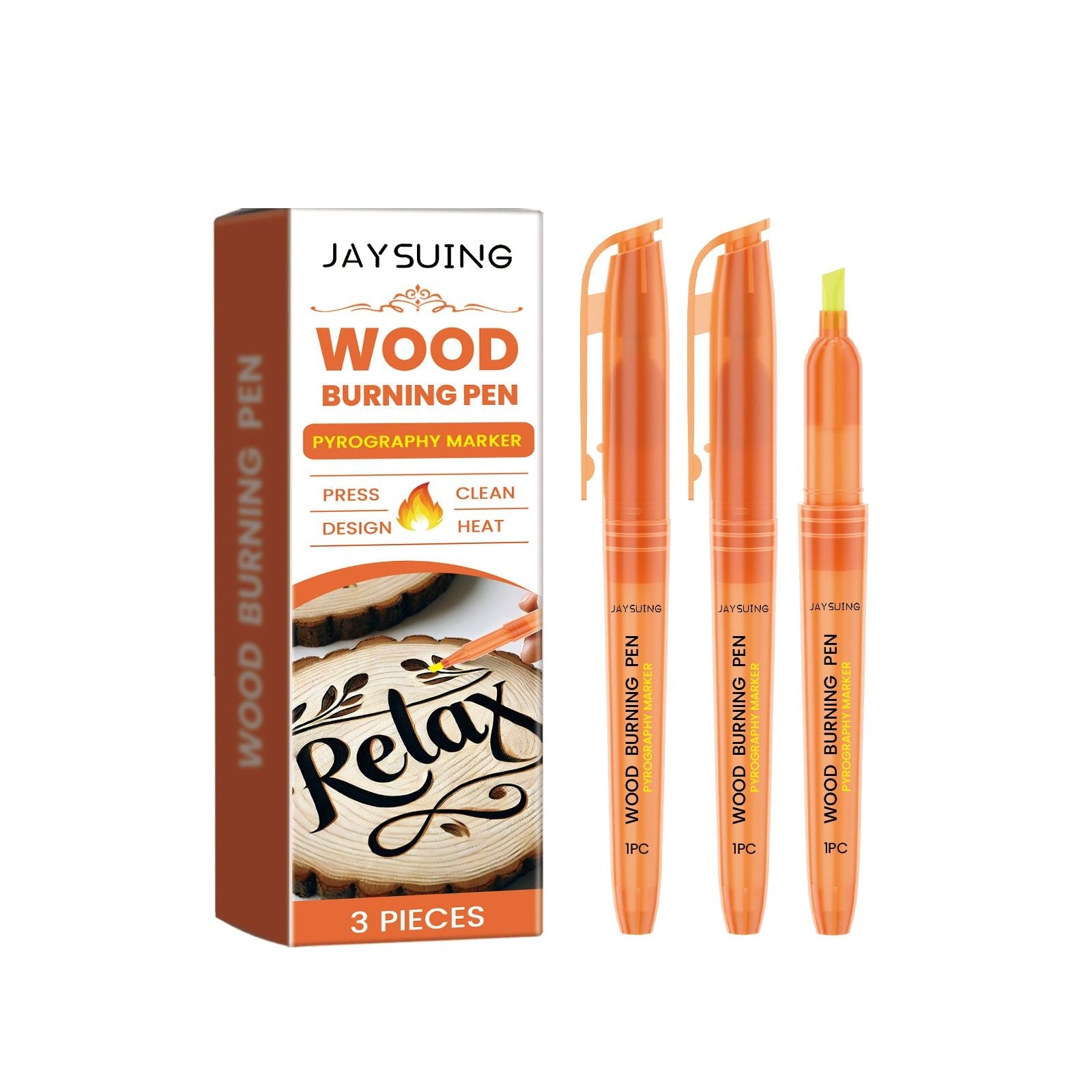 Create Stunning Wood Pyrograph Art with Heat Sensitive Markers, Easy to Use ,3 pieces