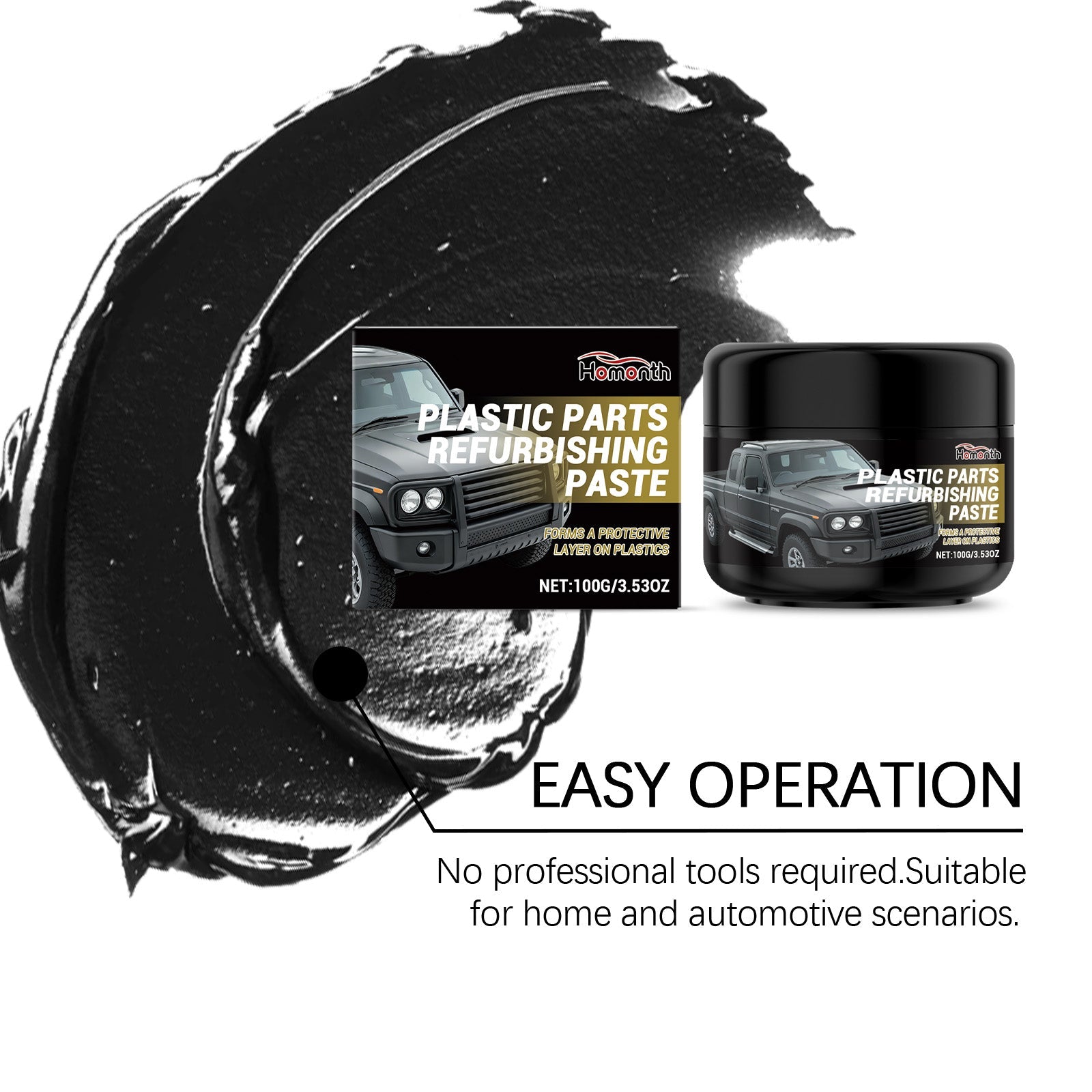 Car Interior Refurbishment Paste, Luster Rejuvenation, Easy Plastic Care, Multi-Material Restoration ,100g