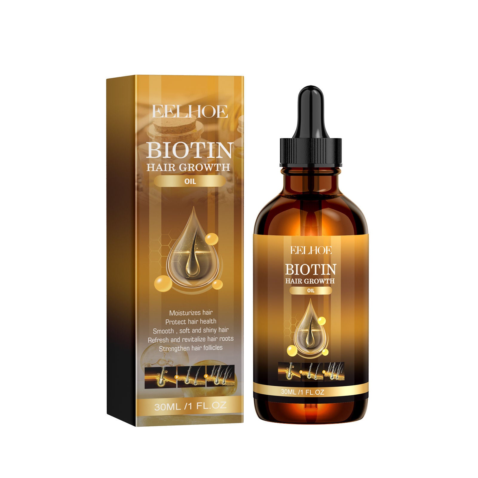 Biotin Hair Oil for Tight Hair Care, Deep Nourishing, Promotes Growth, Thicker, Shinier Hair ,30ml