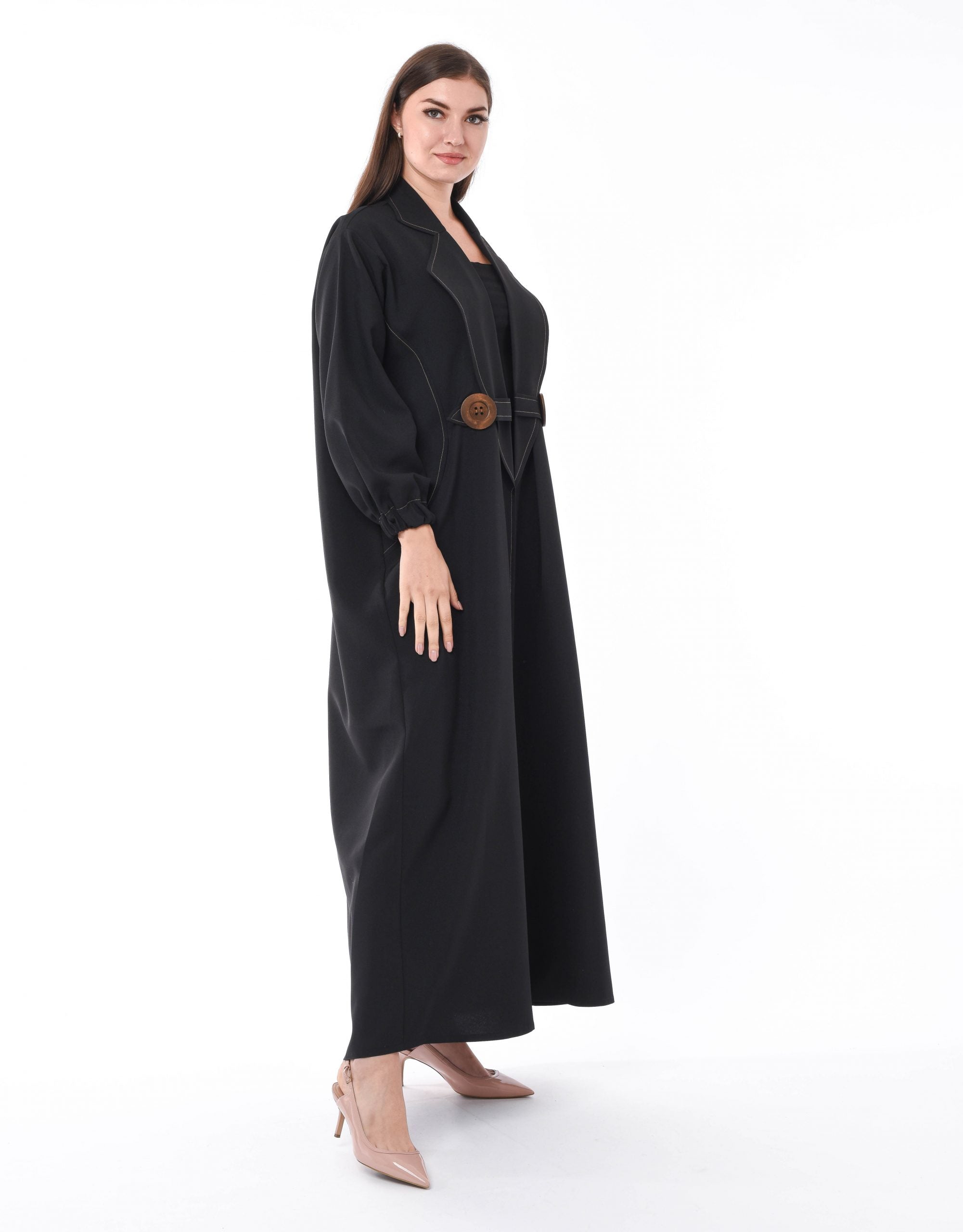 MOiSTREET Front Open Coat Style Abaya