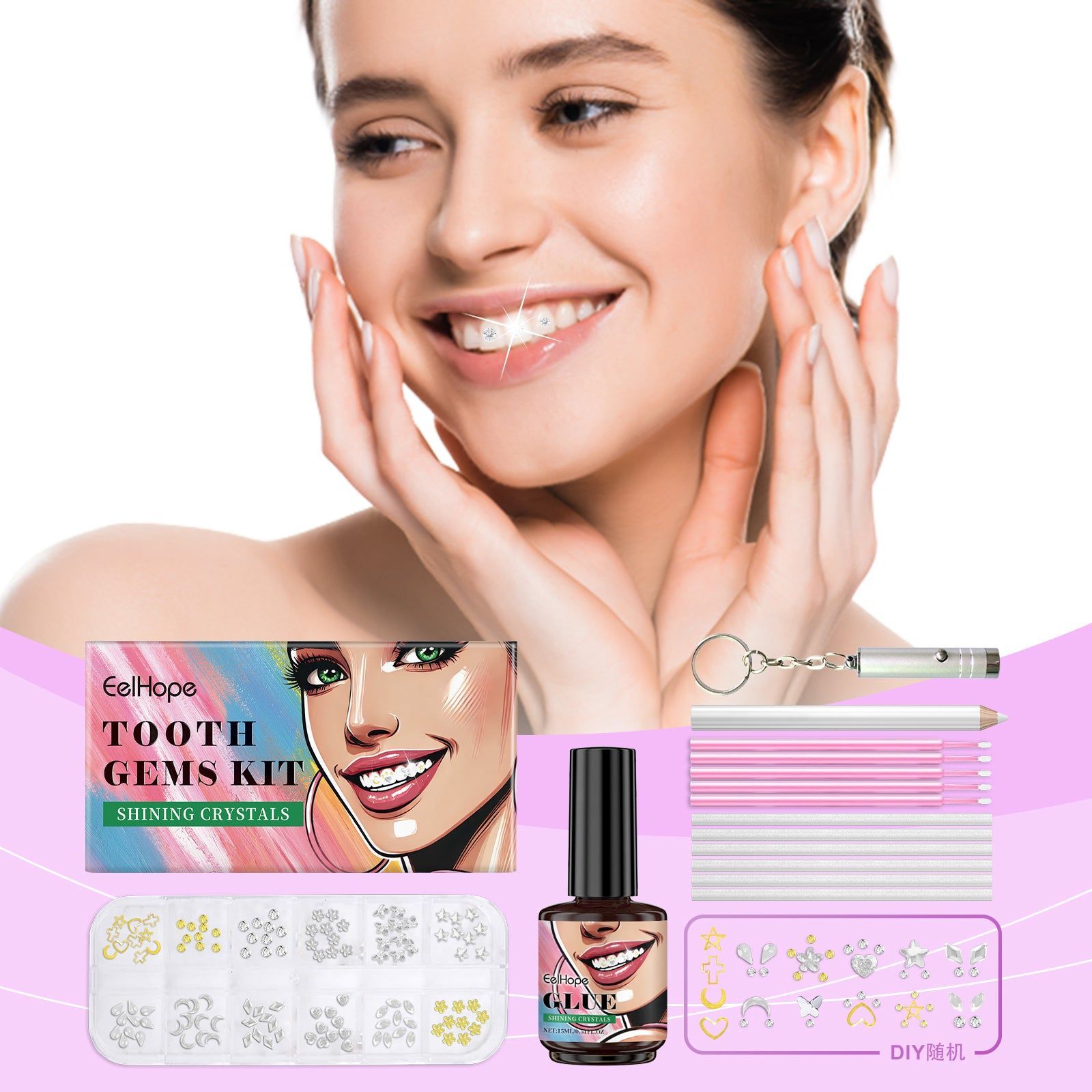 Cosmetic Dentistry Smile Makeover Set, Sparkling Tooth Decor, Light Up Your Style ,1set