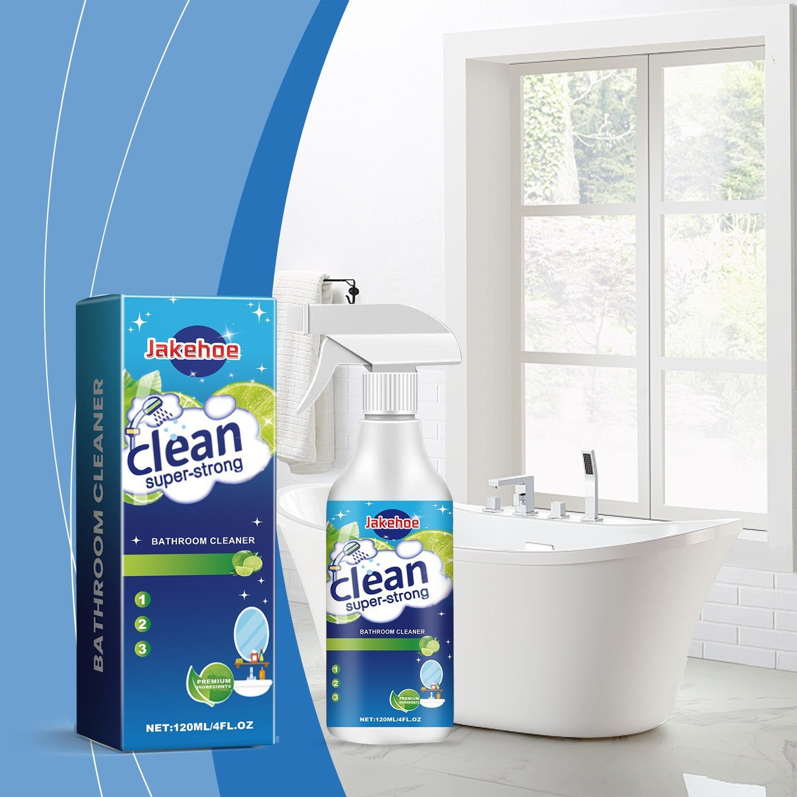 Bathroom Cleaner, Powerful Household Cleaning, Removes Water Stains and Lime, Fast Stain Removal ,120ml