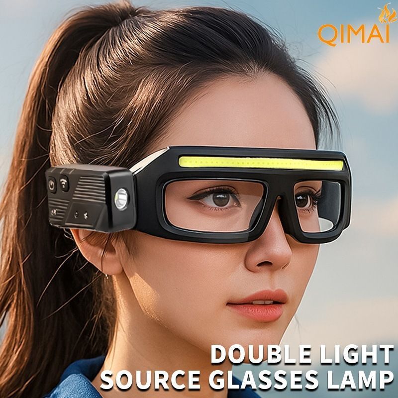 Rechargeable LED Headlamp Glasses with Motion Sensor, 90° Adjustable, Waterproof for Night Work, Camping, Running