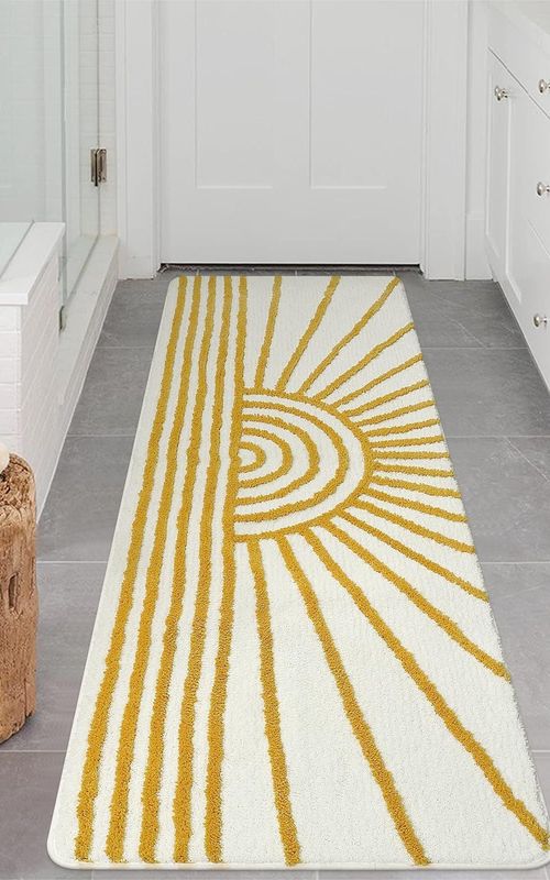 AIESY® Double Border Design Non-Slip Beautiful Runner Bath Mat