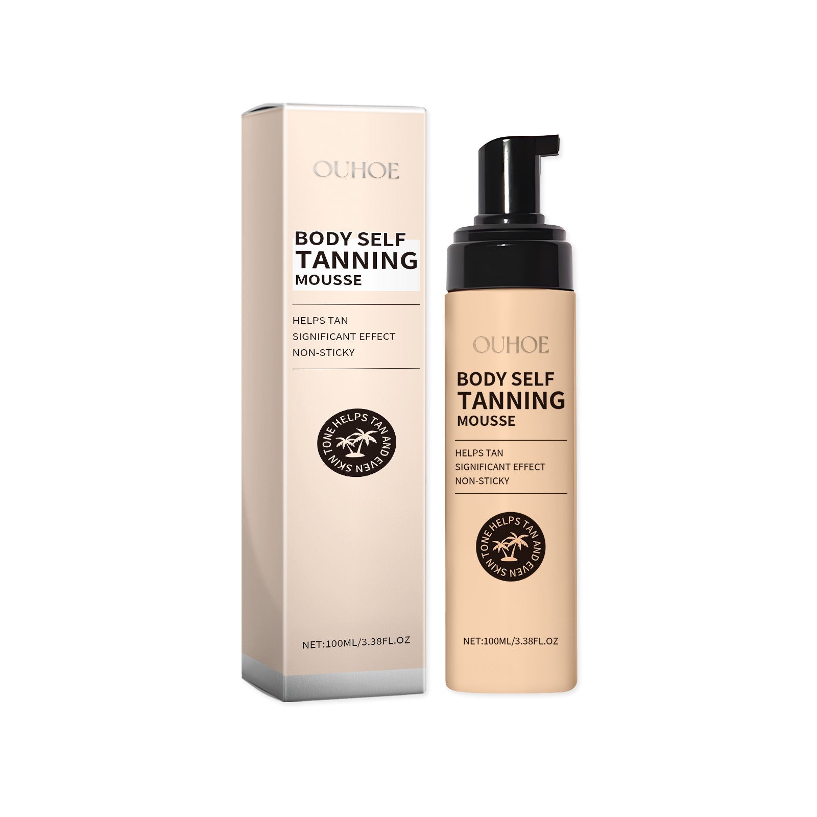 Black Body Mousse Tanning Bronzer, Improve Skin Tone, Hydrating, Natural Glow ,100ml