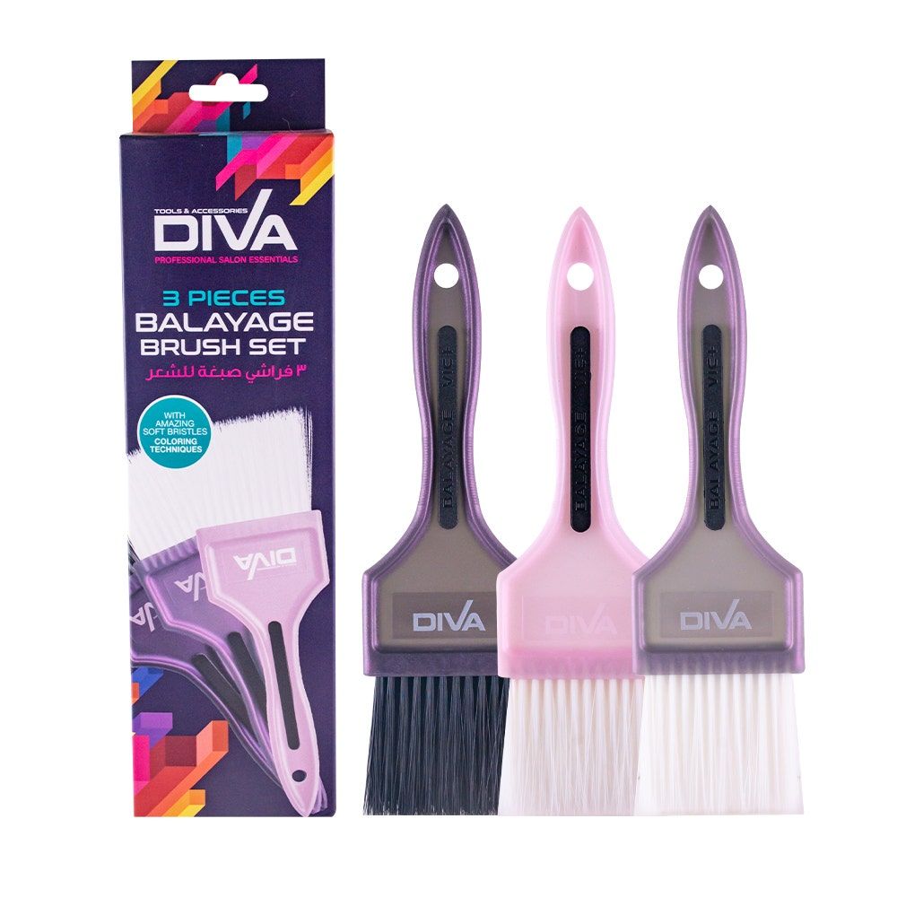 Diva Balayage Brush Set, 1X3 Pnk /Dkgrey/Grey