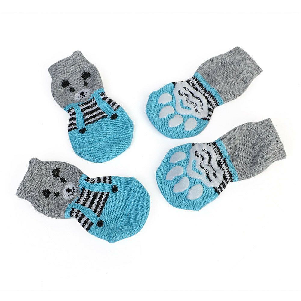 4pcs Cat Socks Dog Anti Slip Foot Cover Pet Anti Scratch Cartoon Knitted Shoes Pet Supplies