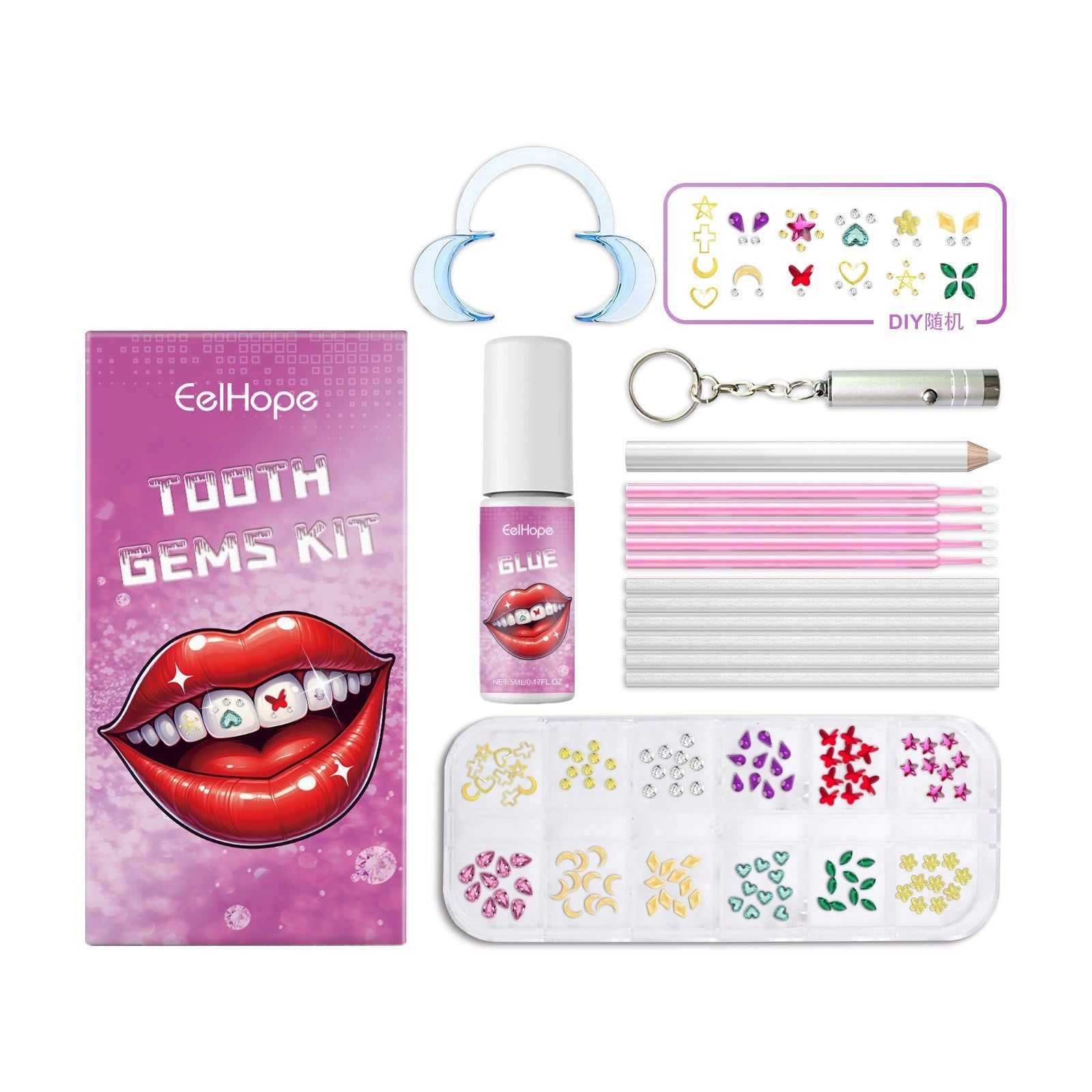 Cosmetic Dentistry Kit, Personalized Dental Gems, Sparkling Smile, Safe & Easy ,1set