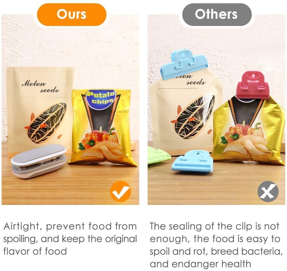 Mini Bag Sealing Machine Portable Heat Sealer Cutter Snack Clip For Food Storage