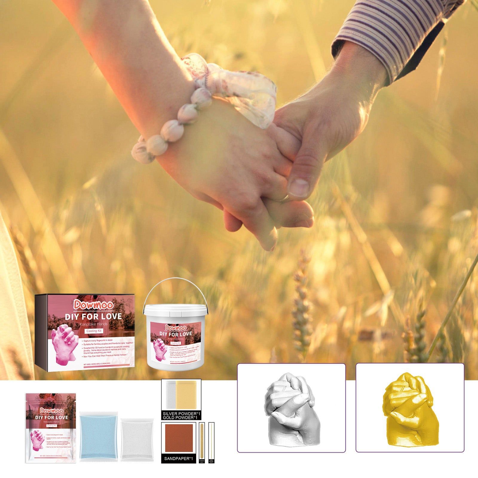 Create Lasting Memories with Hand Model Powder for Couples, DIY Hand Casting Kit ,1set