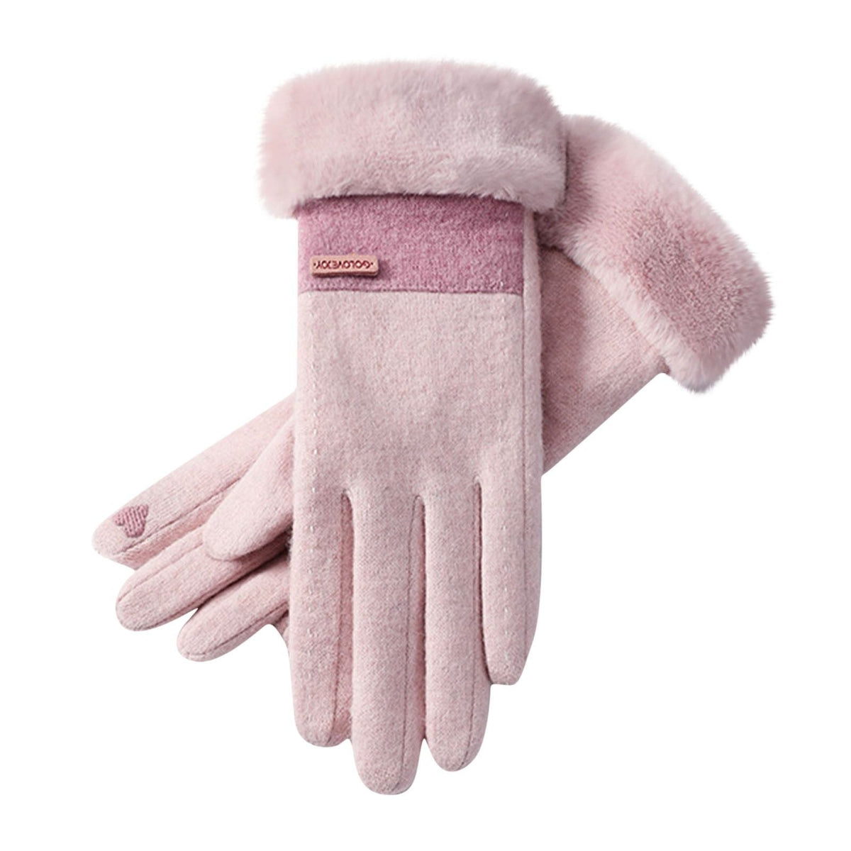 Women Warm Plush Glove Warm Touchable Screen Winter Wool Thicken Mittens