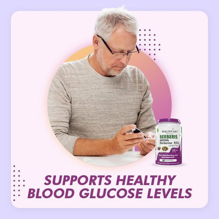 HealthyHey Berberis Berberine 95% with Milk Thistle Vegetable Capsules, 60 Count