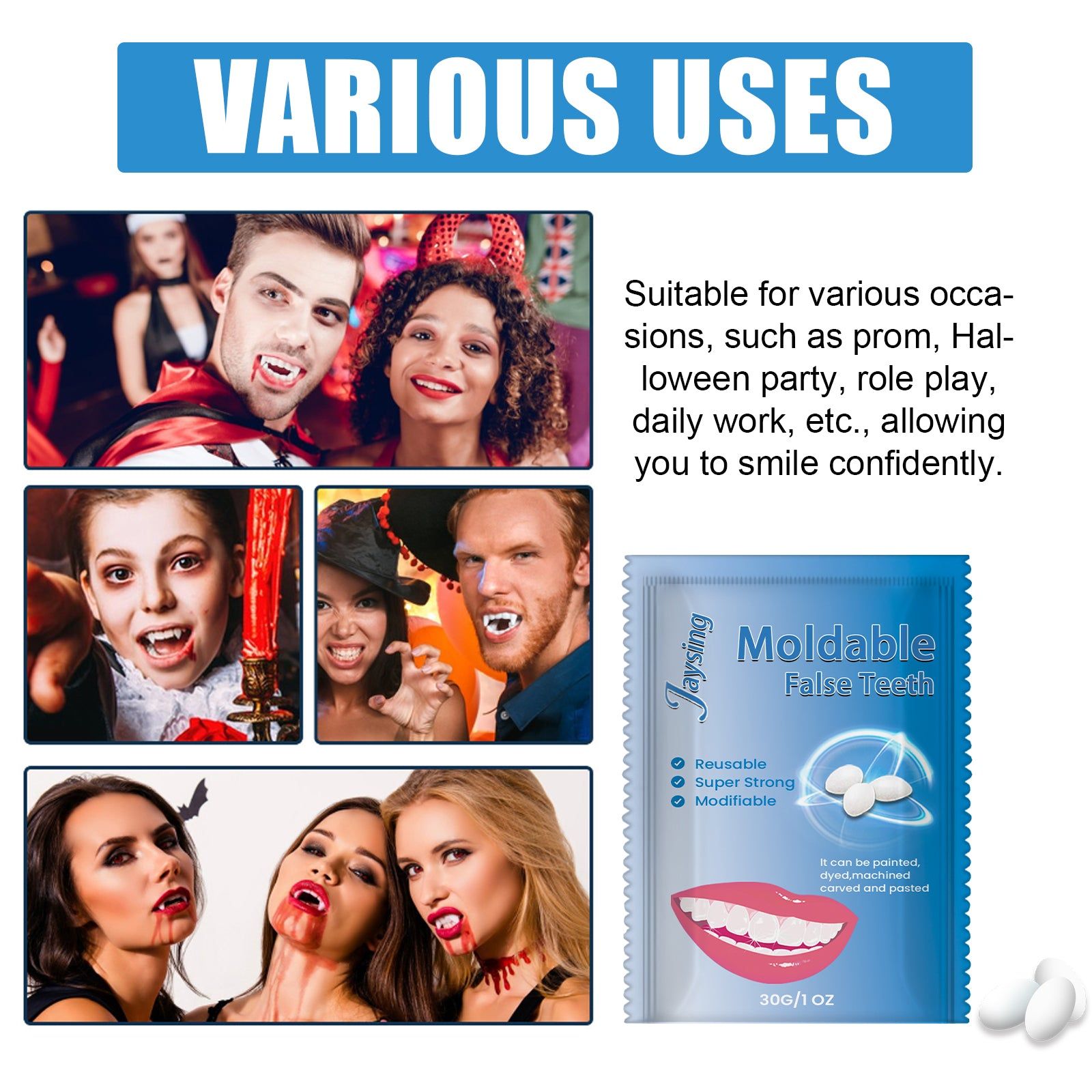 Temporary Dental Glue for Dentures, Holes, and Smile Confidence, Easy to Use ,30g
