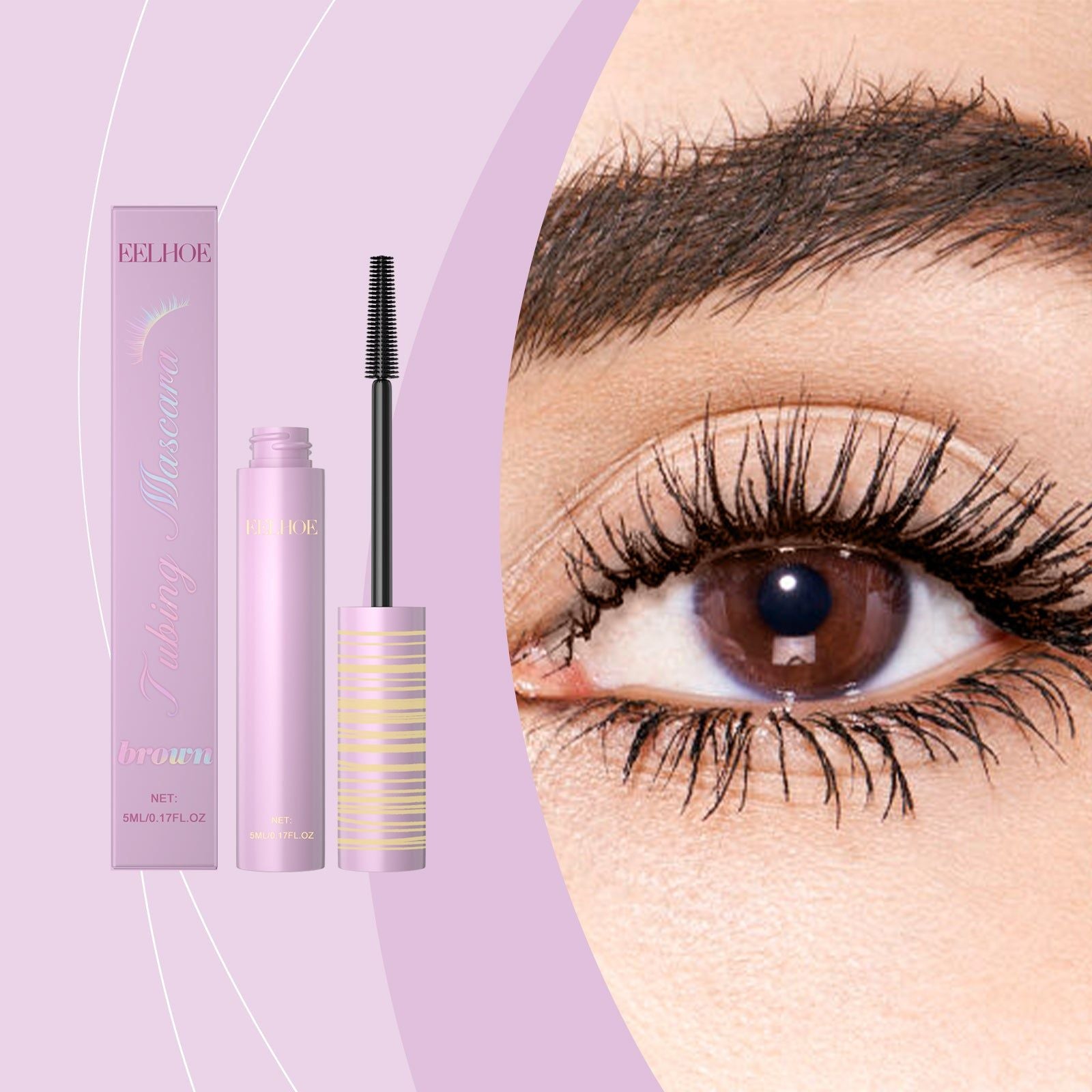 Brown Eye Makeup Mascara, Natural, Long-Lasting, Curl Enhancing, Smudge-Proof ,5ml