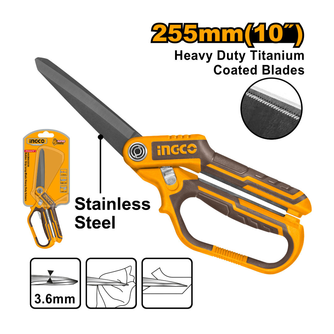INGCO Long-Blade Heavy Duty Scissors, 10"