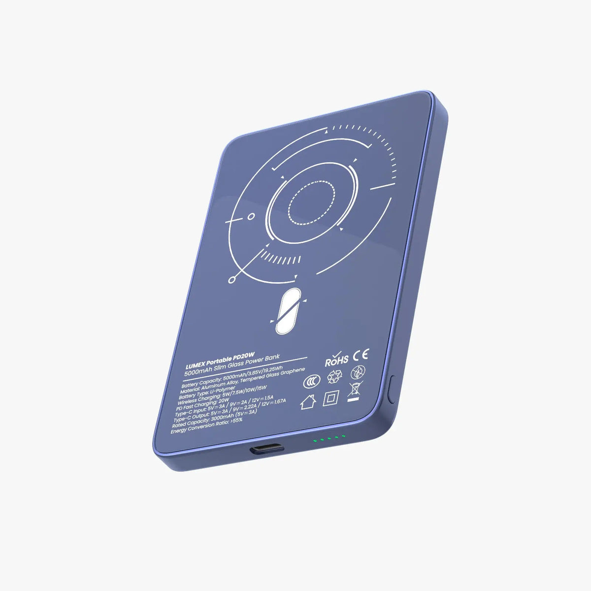 Levelo Lumex Slim Magnetic 5000mAh Power Bank, MagSafe-Compatible