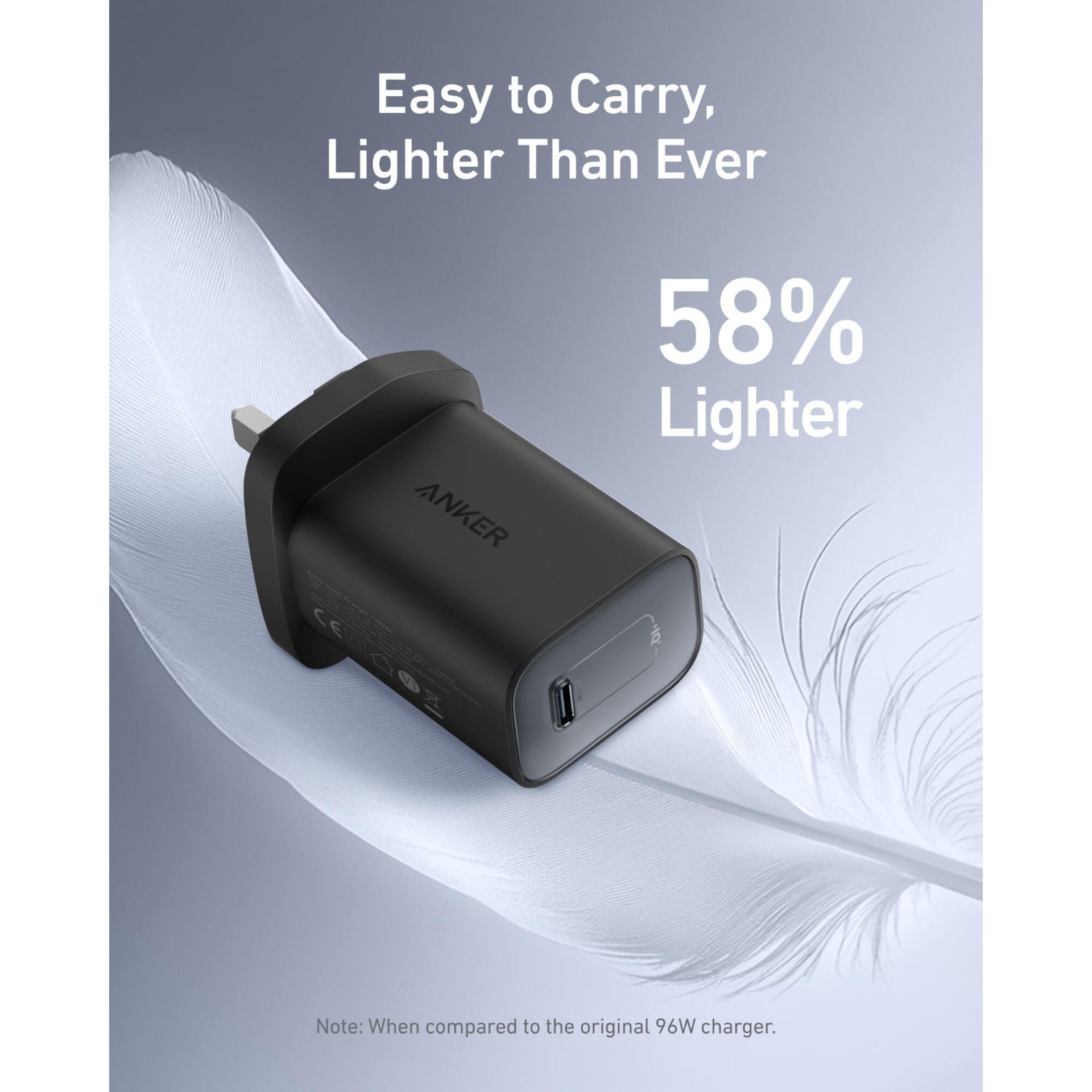 شاحن Anker Nano بقوة 100 واط مع كابل USB-C بطول 6 أقدام، وشحن سريع عبر PD، ومقبس بريطاني صغير الحجم، B2679K11