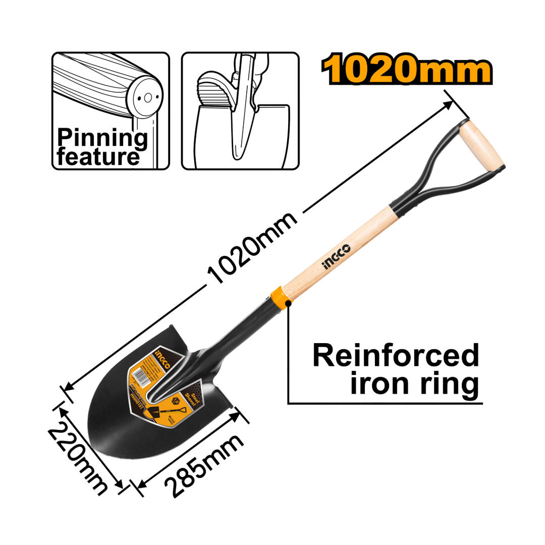 INGCO Steel Shovel, Carbon Steel, 1kg