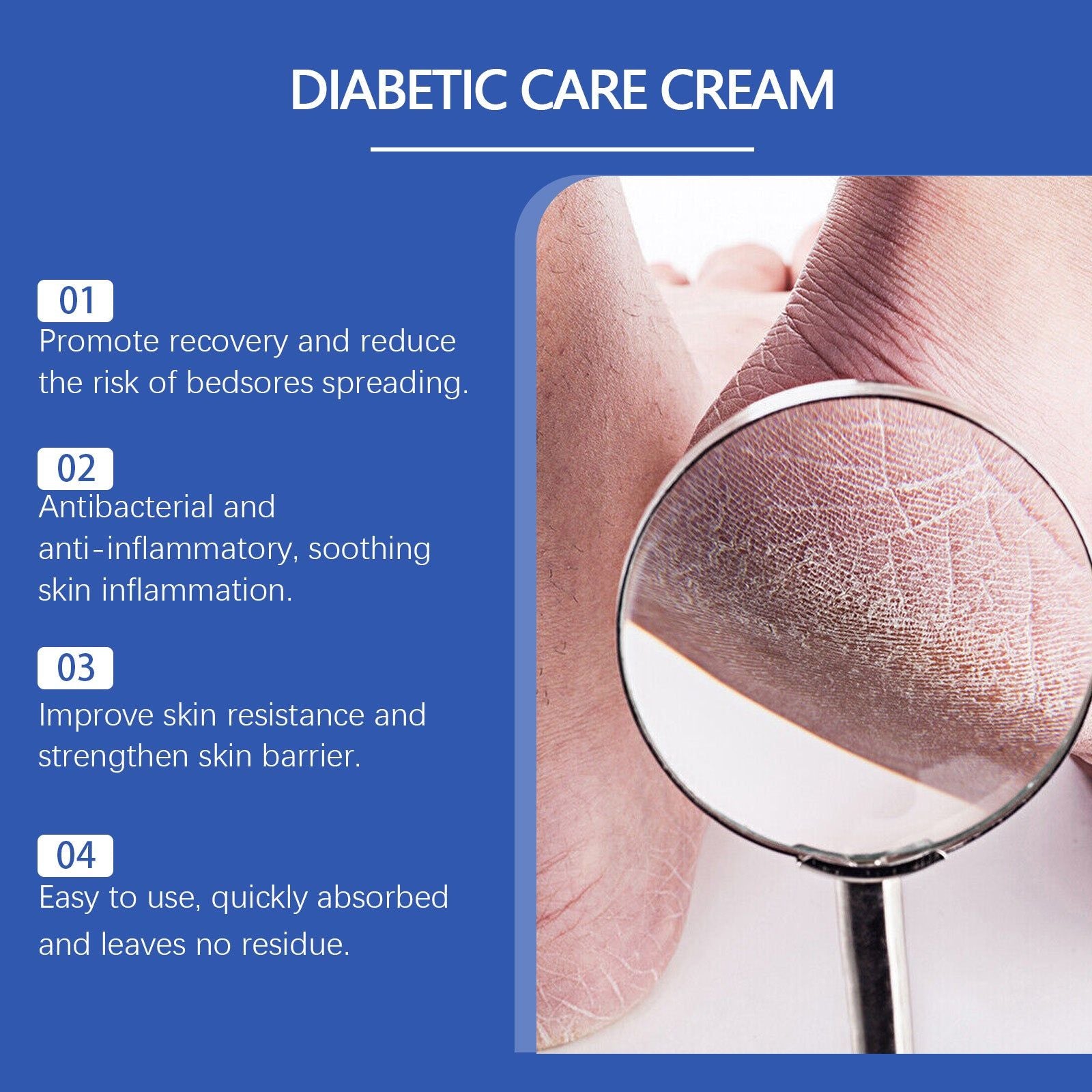 Body Care Cream for Diabetic Wounds, Moisturizing, Soothing, Fast Healing ,20g
