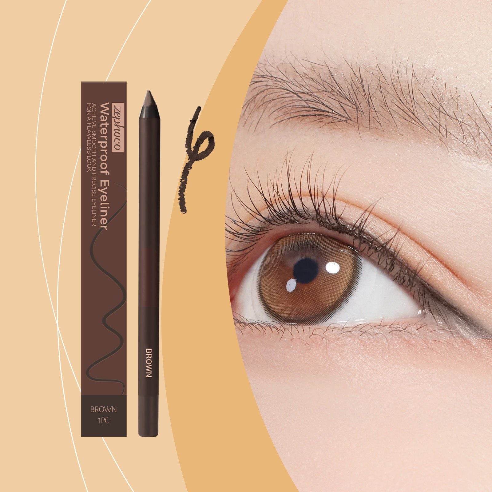 Brown Eyeliner, Long-lasting Eye Makeup Pen, Smudge-proof, Precise Contour ,1pcs