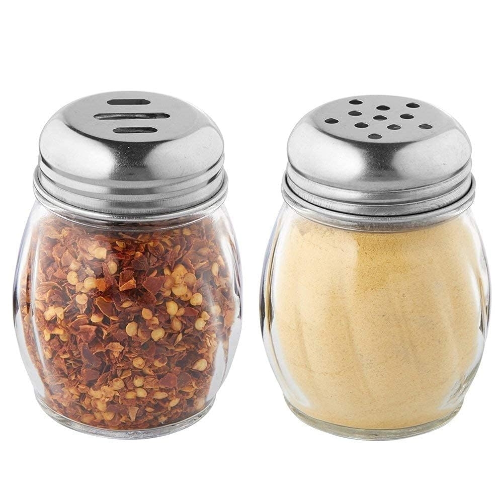 Steel and Plastic Spice Dispenser Set for Salt Oregano Pack of 2