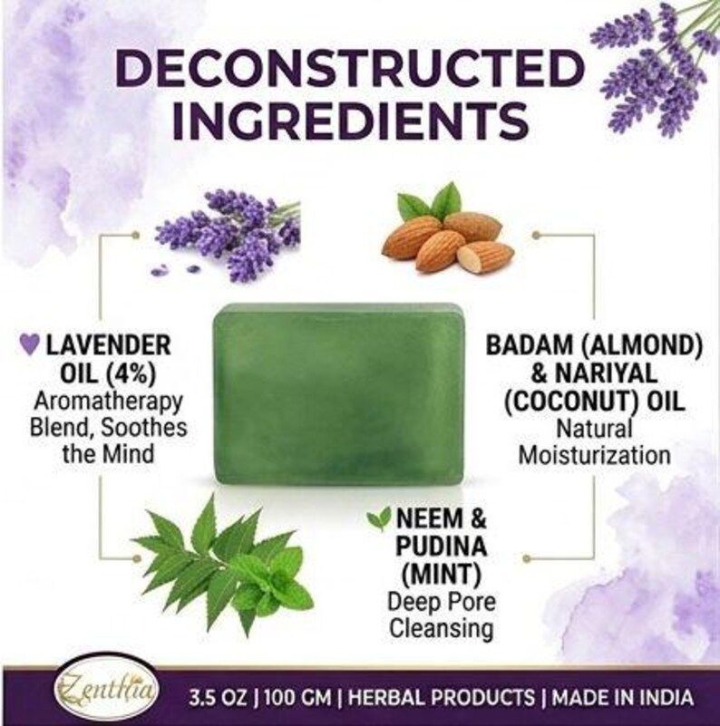 Trustmeds Lavender & Mint Herbal Soap with Neem & Almond Oil