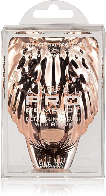 Tangle Angel Professional Compact Hair Brush Rose Gold With Mirror