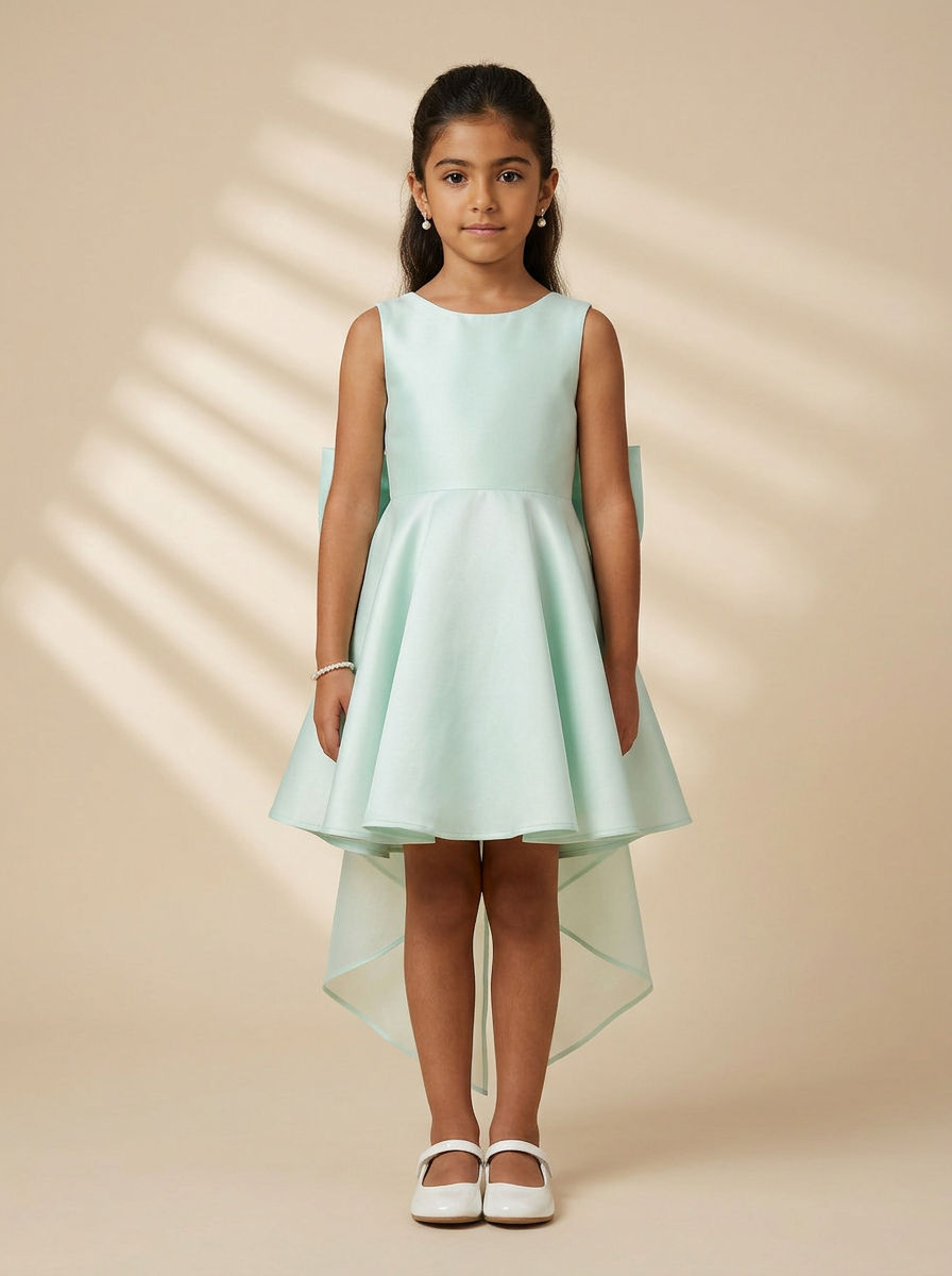 Girls Organza & tule Bow Dress Mint