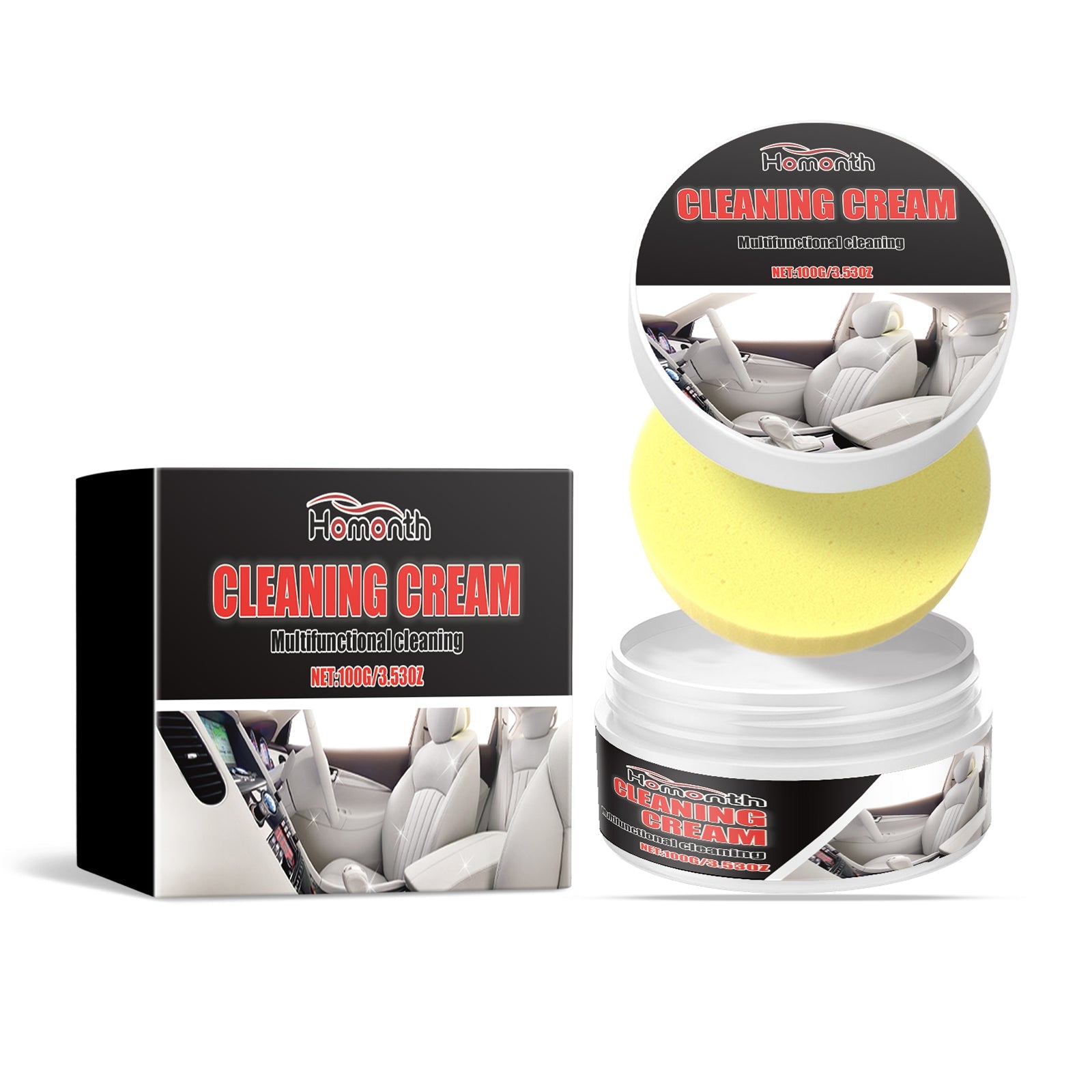 Car Interior Leather Cleaner, Restorer, Shine, Protect, Stain-Free, Easy to Use ,1set