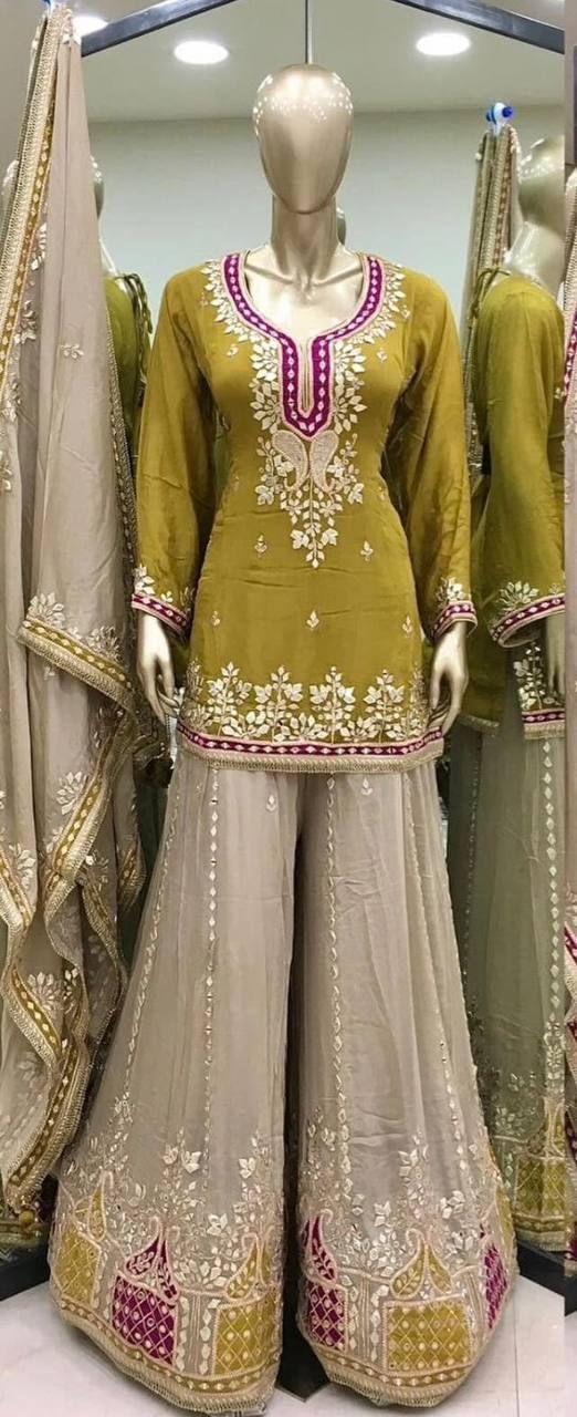 Fab Zone Party Wear Look Designer Top Plazzo And Dupatta With Heavy Embroidery Work