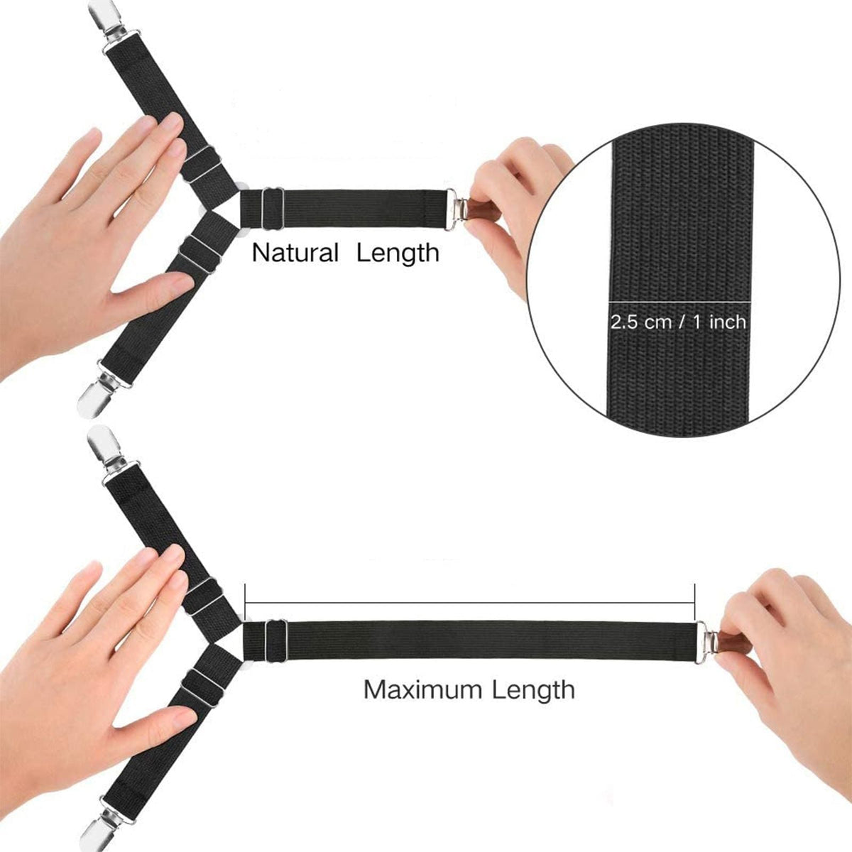 4Pcs Bed Sheet Clips Elastic Sheet Fasteners Adjustable Mattress Cover Straps