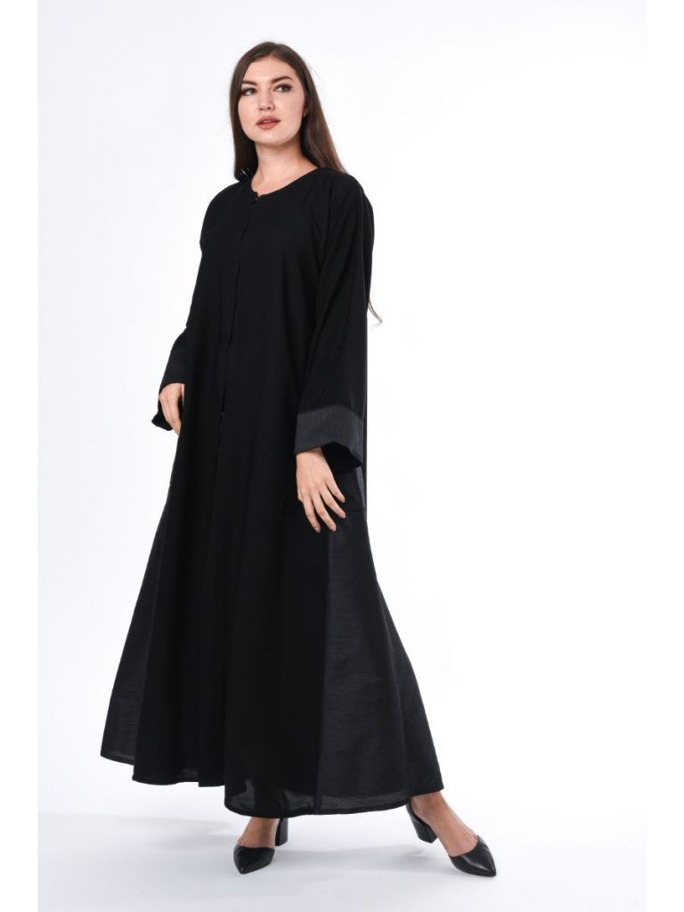 MOiSTREET Black Abaya with Panel