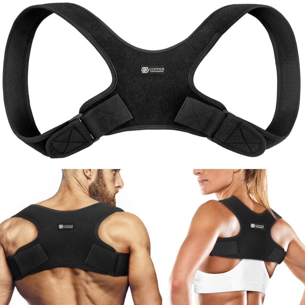 Posture Support Corrector Adjustable Copper Infused Orthopedic Brace for Pain Relief