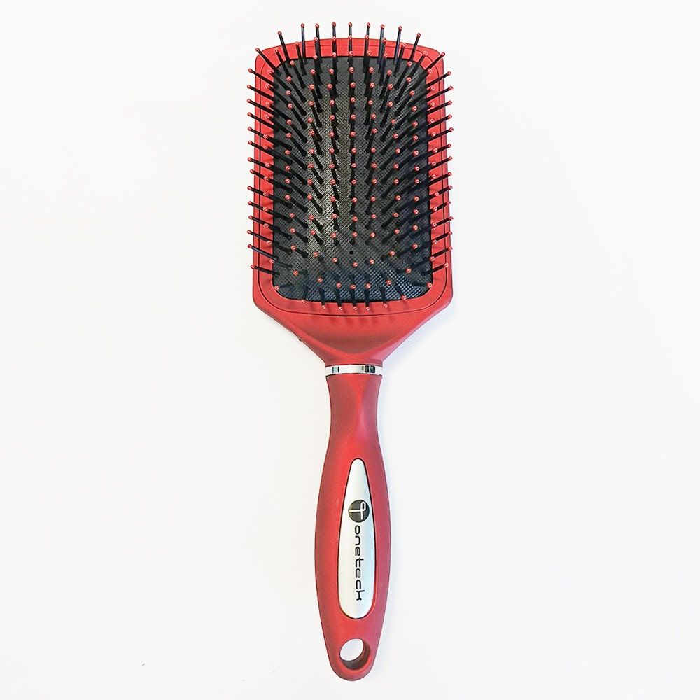 Onetech Cushioned Paddle Hair Brush, Metallic Red, 1pc