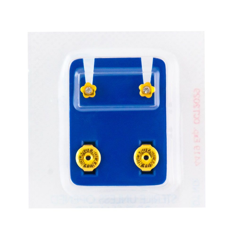 Caflon Singles Shape Stone Flower April Gold Plated Earring, 1Pc