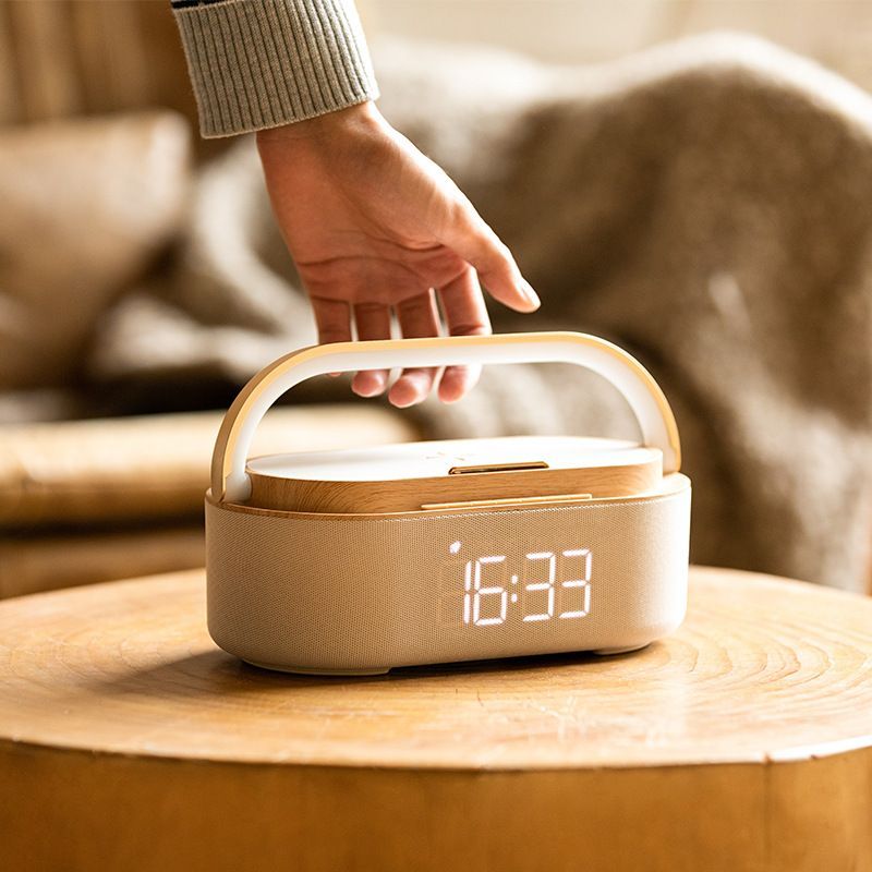 Multifunctional 15W Fast Wireless Charger Clock Bluetooth Speaker Night Light