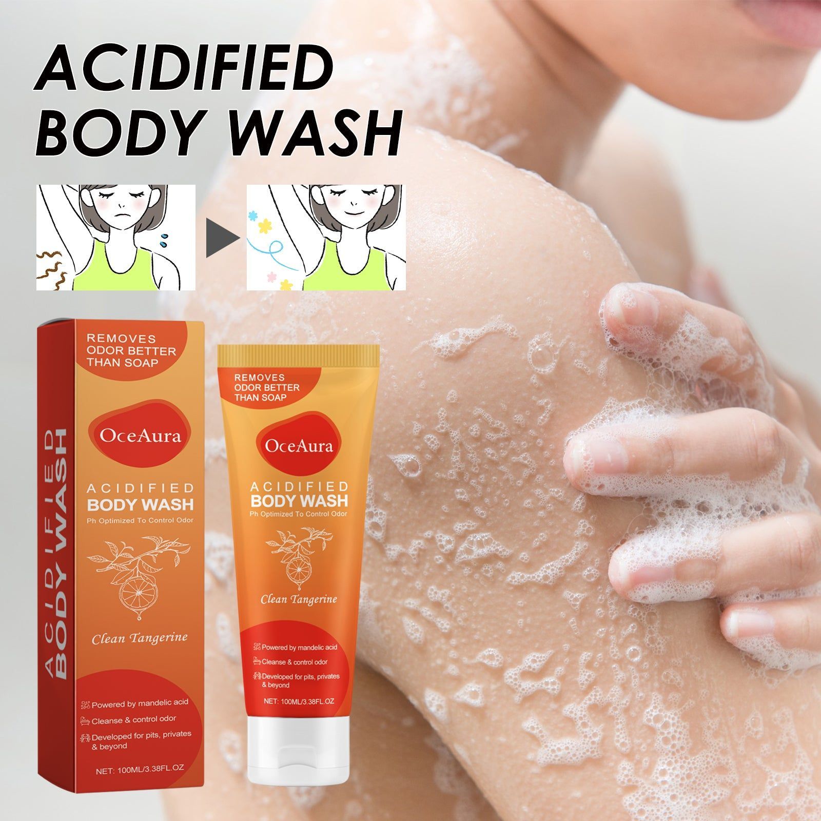 Acidified Body Wash, Deep Cleansing, Moisturizing, Long-lasting Fragrance, Skin Glow ,100ml