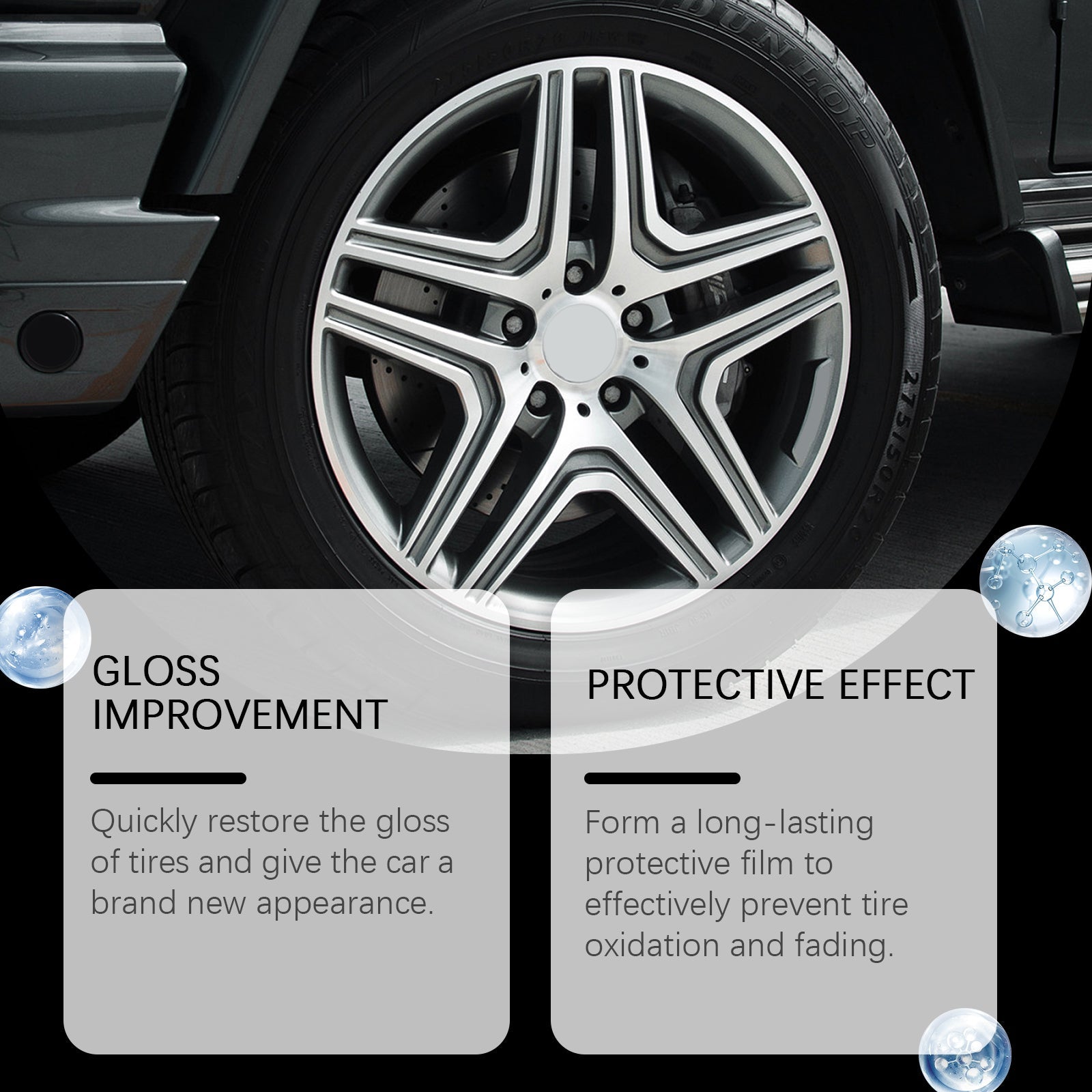 Revive Your Tires with Tire Gloss Spray, Long-Lasting Shine, Easy Curing and Polishing ,120ml