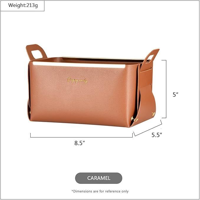 Storage Box Faux Leather Basket Small Catchall Basket Desktop Organizer