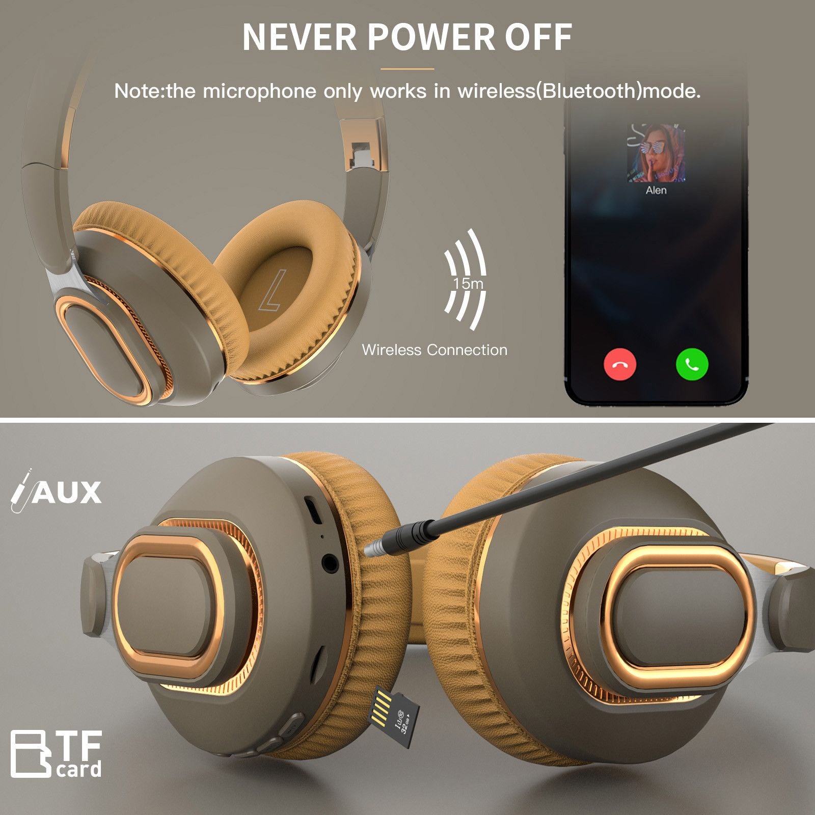 Noise Cancelling Bluetooth Headset Wireless Folding Bass Gaming Sports Headphones