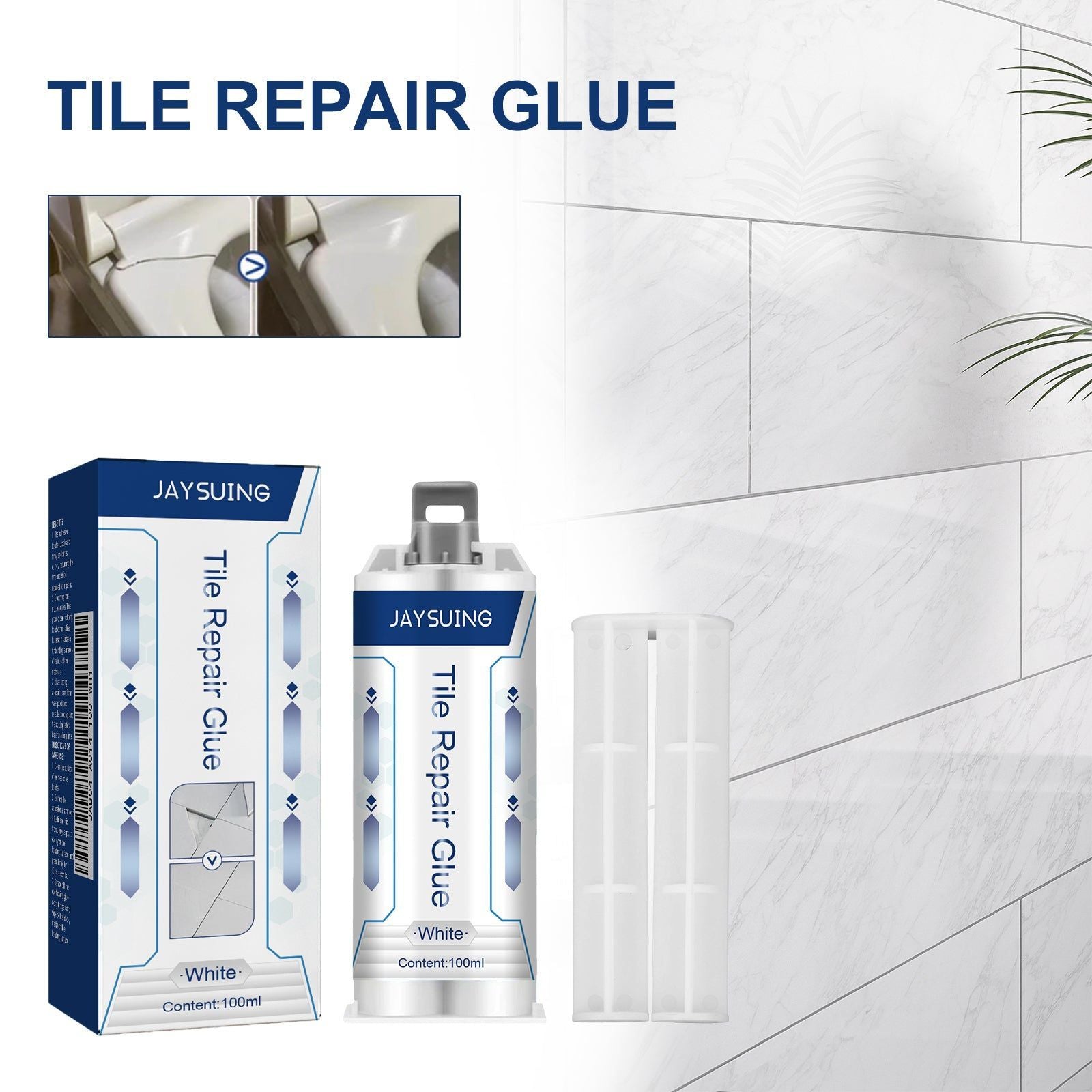 Premium Casting Repair Glue, Waterproof, High Temp Resistant, Easy Tile Fix ,1set